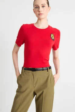 Maglia a maniche corte con patch - Rosso