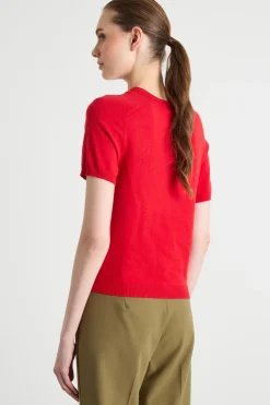 Maglia a maniche corte con patch - Rosso