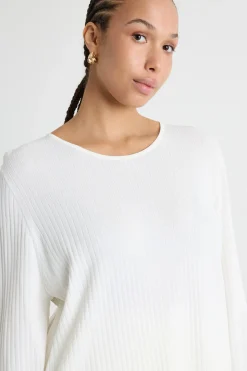 Maglia ampia a coste - Bianco
