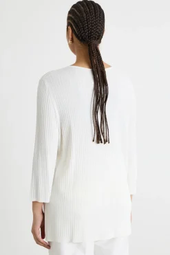 Maglia ampia a coste - Bianco
