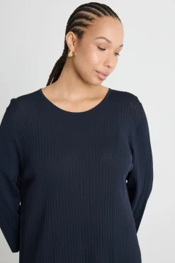 Maglia ampia a coste - Blu