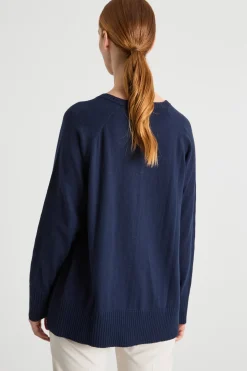 Maglia ampia con bottoni - Blu
