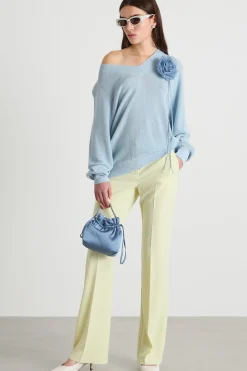 Maglia ampia laminata - Azzurro