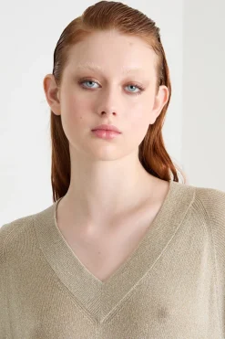 Maglia ampia laminata - Beige