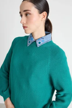 Maglia a punto links - Verde Petrolio