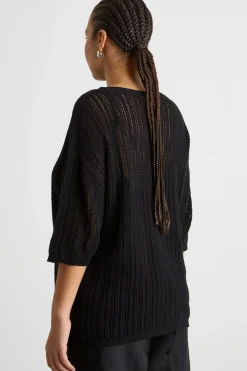 Maglia a punto traforato - Nero