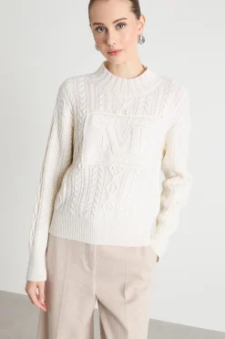 Maglia a punto treccia - Bianco