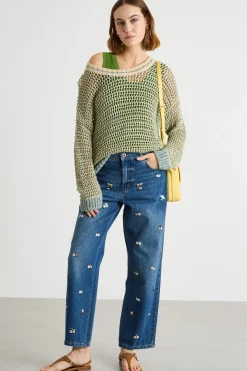 Maglia a rete effetto see-through - Verde Azzurro