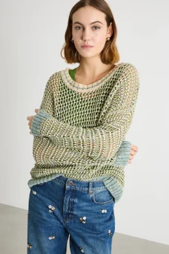Maglia a rete effetto see-through - Verde Azzurro