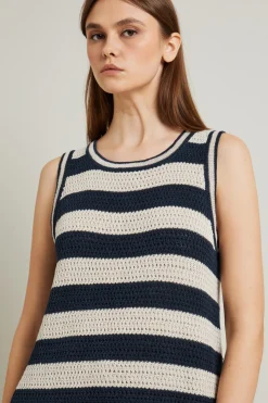 Maglia a righe - Panna Blu