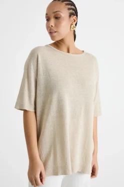 Maglia a spalla scesa - Beige