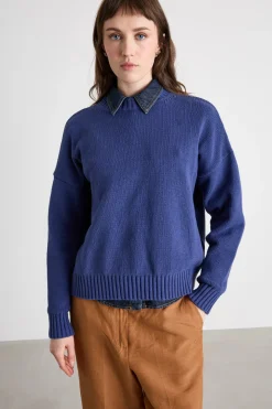 Maglia a spalla scesa - Blu