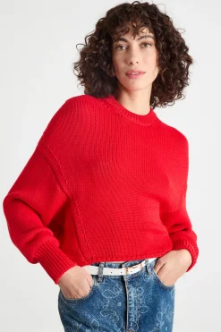 Maglia a spalla scesa - Rosso