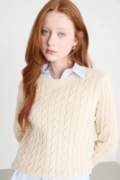 Maglia a trecce - Avorio