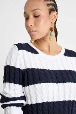 Maglia a trecce - Bianco Blu