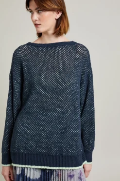 Maglia bicolor a rete - Blu Menta