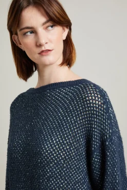 Maglia bicolor a rete - Blu Menta
