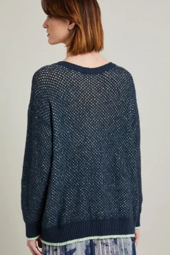 Maglia bicolor a rete - Blu Menta