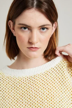 Maglia bicolor a rete - Giallo