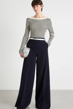 Maglia bouclé a costine - Bianco Nero