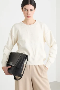 Maglia boxy con motivo intarsiato - Bianco