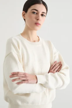 Maglia boxy con motivo intarsiato - Bianco