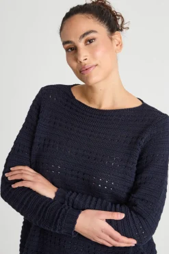Maglia boxy traforata - Blu