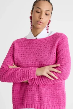 Maglia boxy traforata - Fuxia