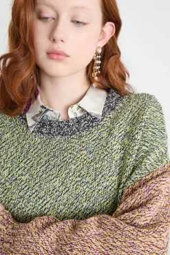Maglia color block - Verde Rosa Grigio