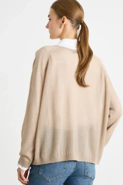 Maglia con ampio scollo a V - Cammello