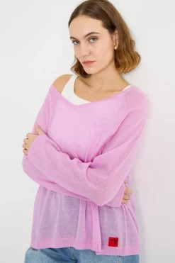 Maglia con ampio scollo a V - Rosa