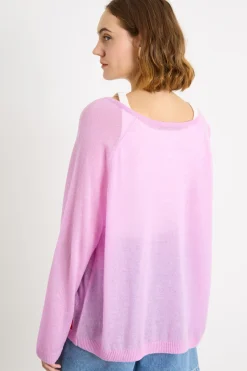 Maglia con ampio scollo a V - Rosa