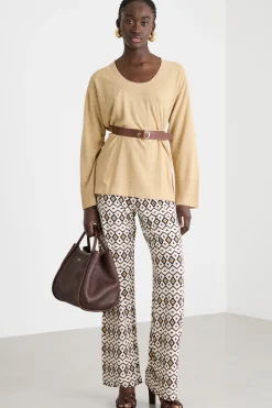 Maglia con ampio scollo - Beige