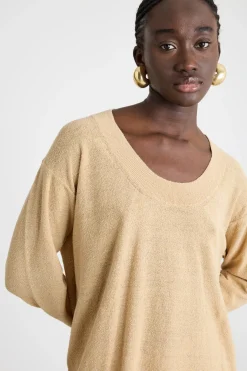 Maglia con ampio scollo - Beige
