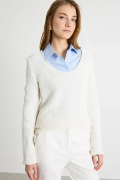 Maglia con ampio scollo - Bianco