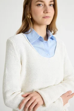 Maglia con ampio scollo - Bianco