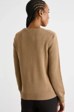 Maglia con ampio scollo - Cammello