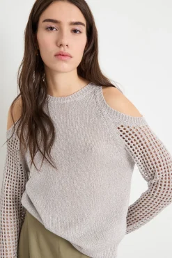 Maglia con aperture sulle spalle - Grigio