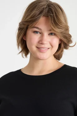Maglia con bottone gioiello - Nero