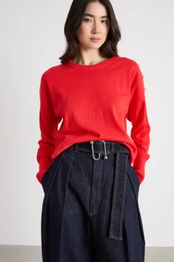 Maglia con bottoni a boule - Rosso
