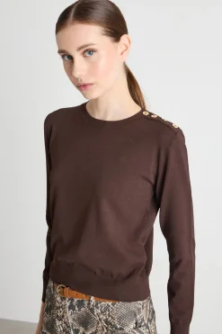 Maglia con bottoni - Marrone