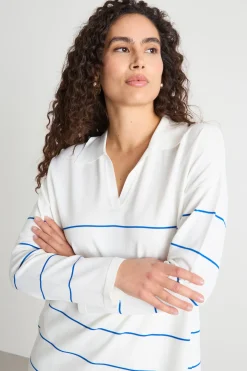 Maglia con colletto a polo - Bianco Blu