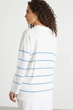 Maglia con colletto a polo - Bianco Blu