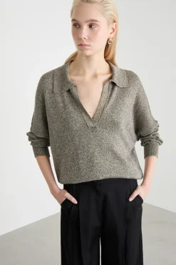 Maglia con colletto a polo - Grigio