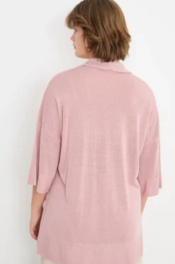 Maglia con colletto a polo - Rosa