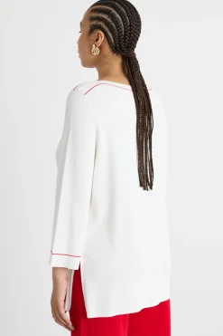 Maglia con dettagli a contrasto - Bianco