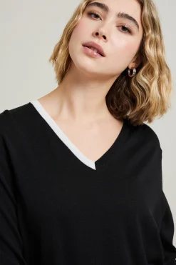 Maglia con dettagli a contrasto - Nero