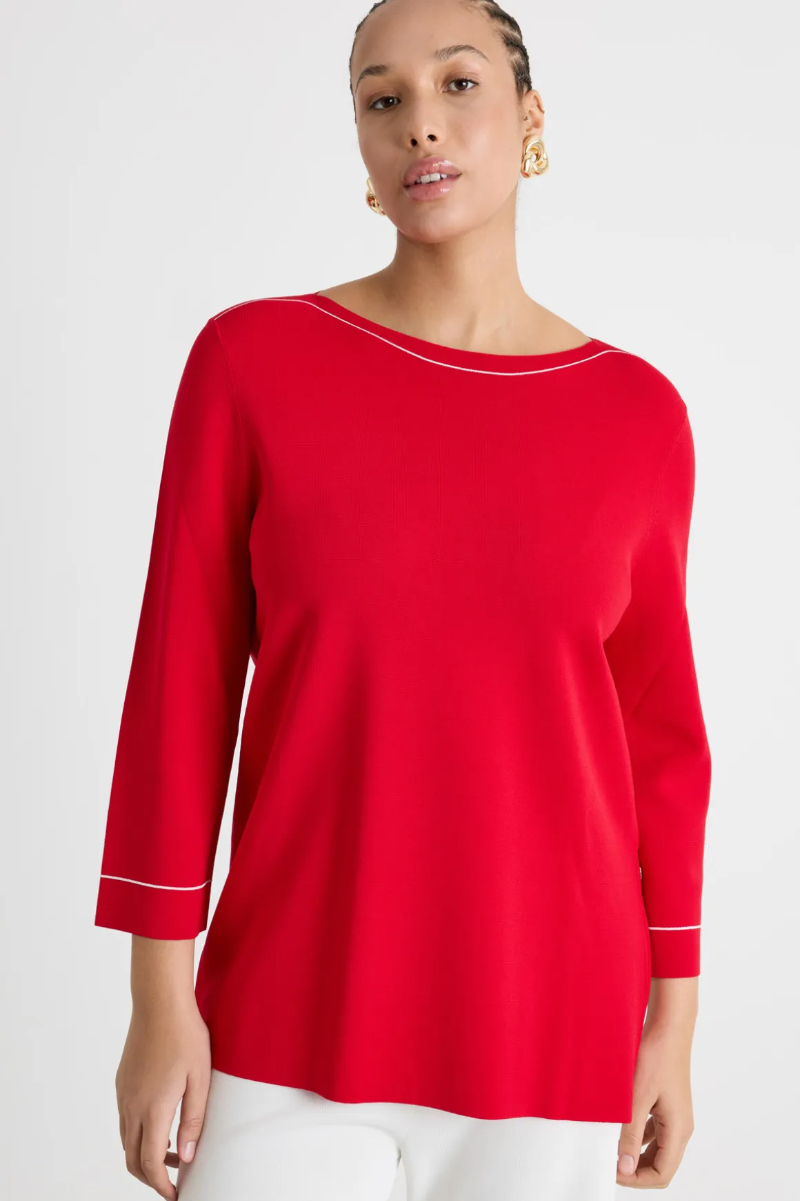 Maglia con dettagli a contrasto - Rosso