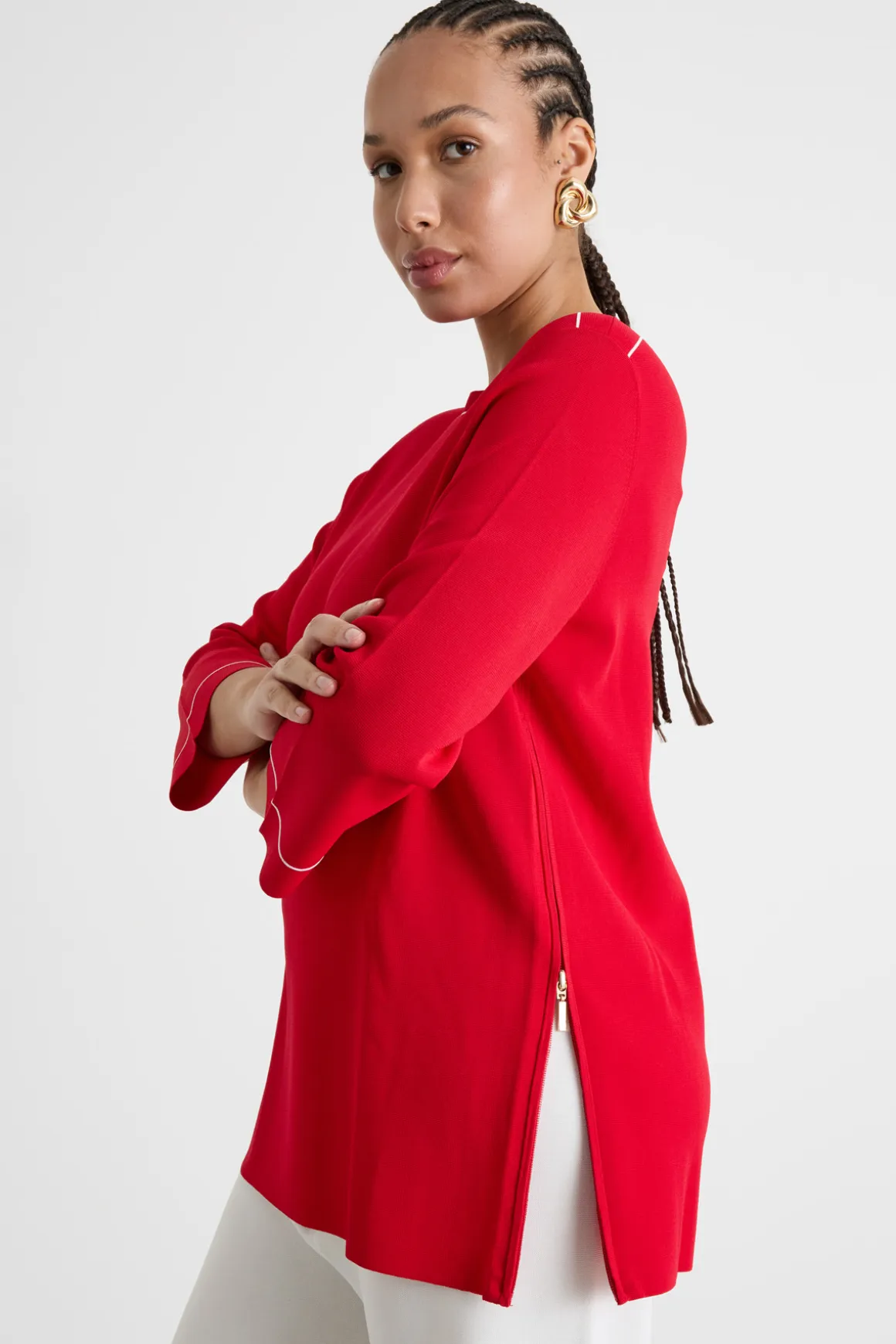 Maglia con dettagli a contrasto - Rosso