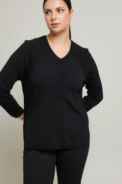 Maglia con dettagli a coste - Nero